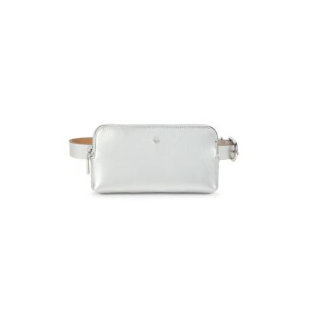 Kate Spade New York Metallic Leather Belt Bag Waist Pack Silver - Picture 3 of 8